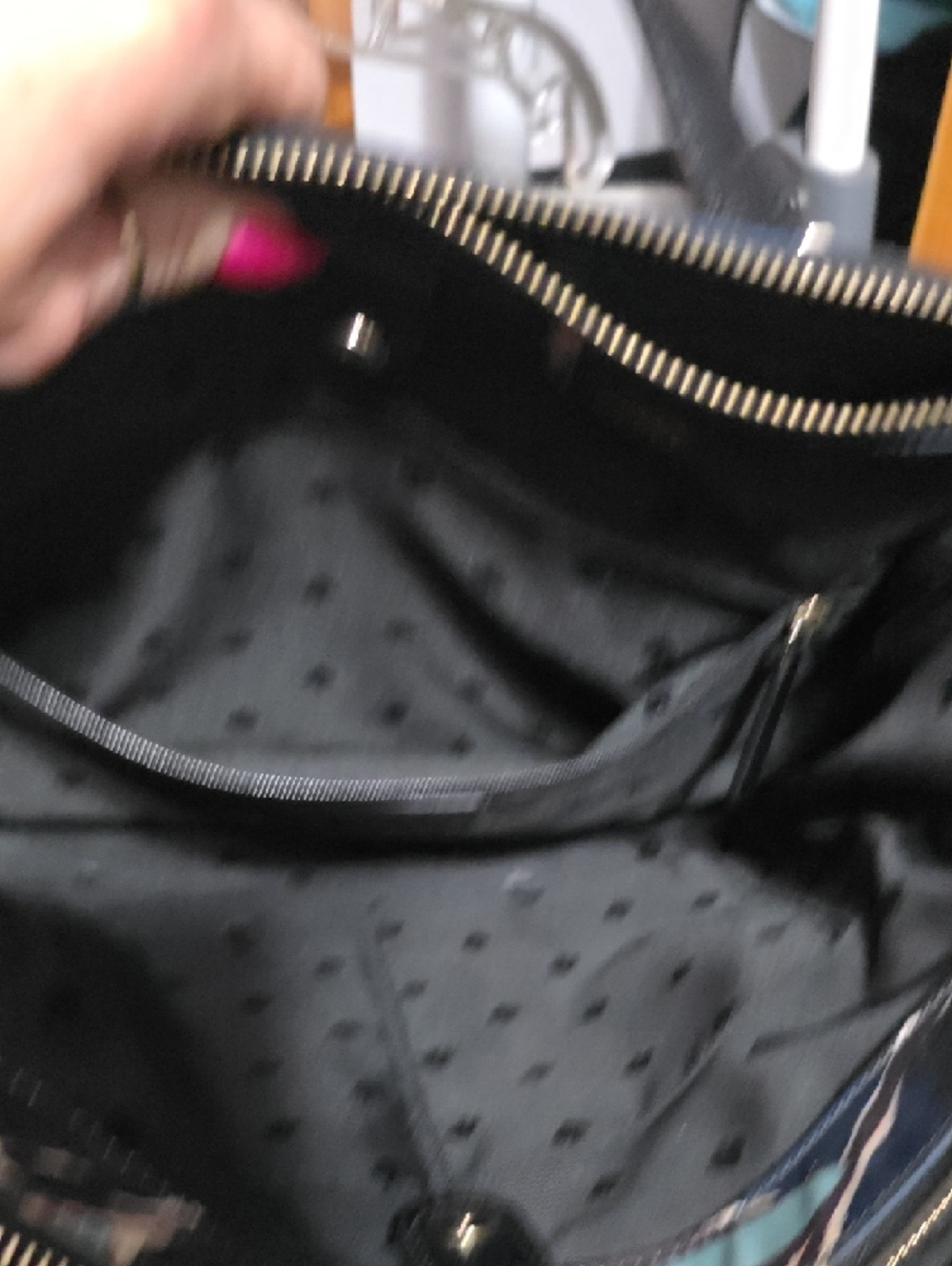 kate spade Black Floral Print Tote with Pink, Teal & Mustard Accents - Picture 4 of 4
